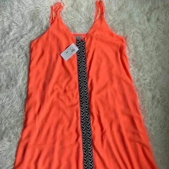 Alyson Joy size extra large neon orange/pink maxi dress. Chevron detail. NWT - Picture 1 of 5